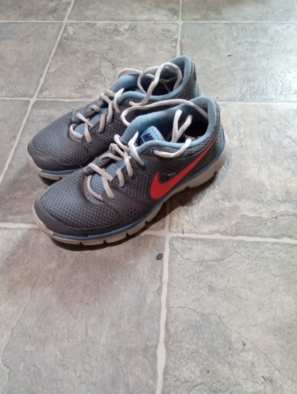 Nike Kids Flex Experience 6.5 Gray and Red Athletic Sneakers